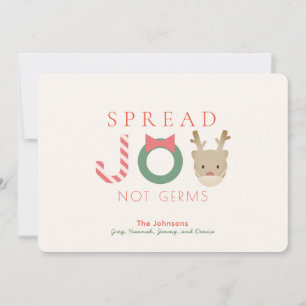 Spread JOY Reindeer Mask White Christmas Holiday Card