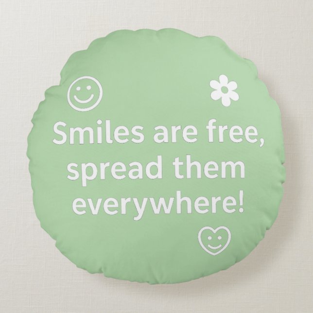 Spread Joy with Every Smile Round Pillow (Front)