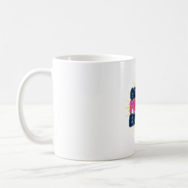 Spread Joy with Sunburst Neon T-Shirt Coffee Mug (Left)