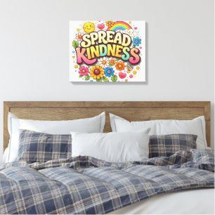 Spread Kindness – Cute Floral Rainbow Canvas Print