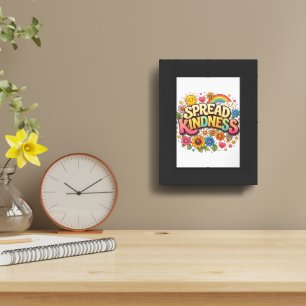 Spread Kindness – Cute Floral Rainbow Framed Art
