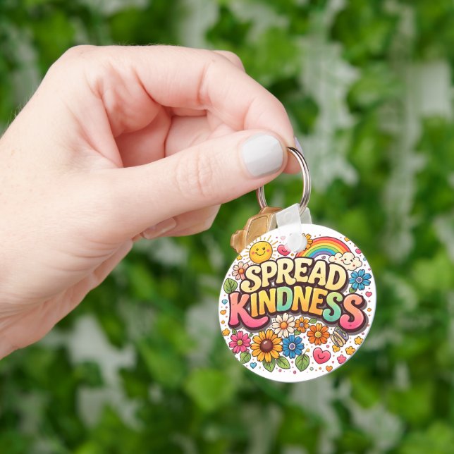 Spread Kindness – Cute Floral Rainbow  Keychain (Hand)