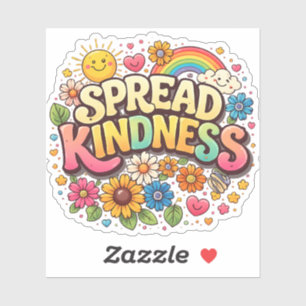 Spread Kindness – Cute Floral Rainbow Sticker