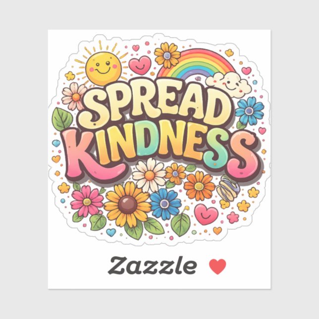 Spread Kindness – Cute Floral Rainbow  Sticker (Sheet)