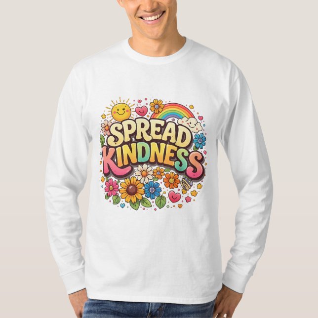 Spread Kindness – Cute Floral Rainbow  T-Shirt (Front)