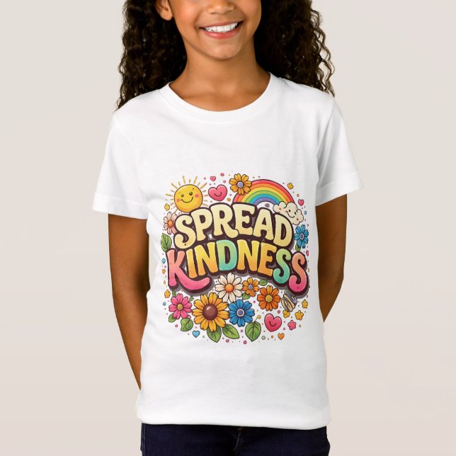 Spread Kindness – Cute Floral Rainbow  T-Shirt (Front)