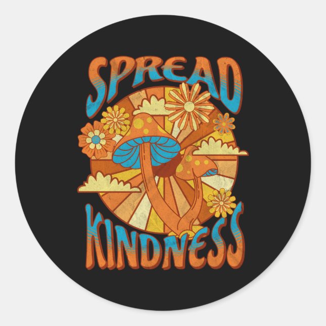 Spread Kindness Inspirational Saying Mushrooms Classic Round Sticker (Front)