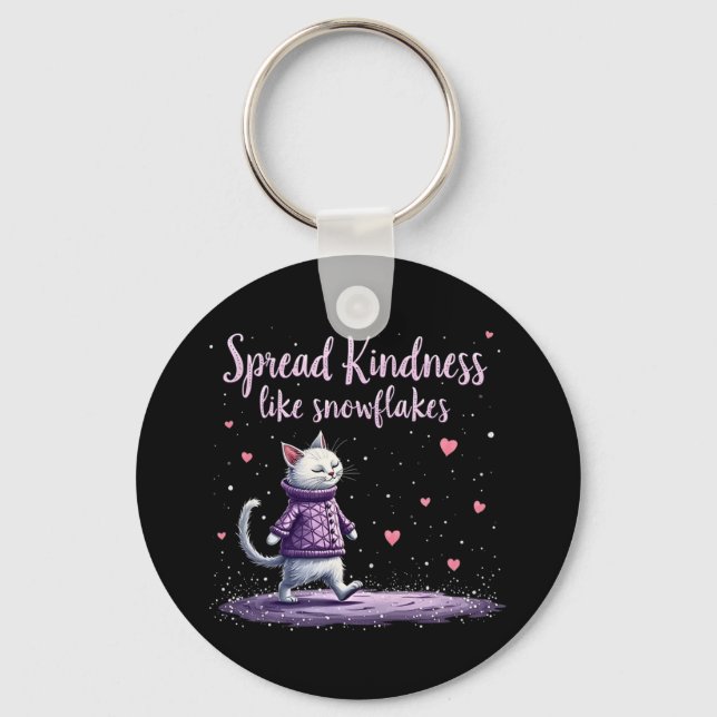 Spread Kindness Like Snowflakes Cozy Winter Vibes Keychain (Front)