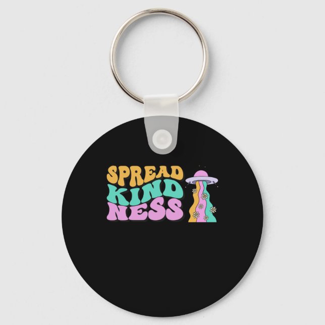 Spread Kindness Pastel Ufo Rainbow Sticker  Keychain (Front)