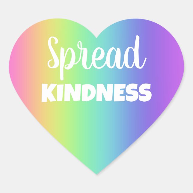 Spread Kindness Rainbow Heart Sticker (Front)
