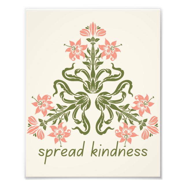 spread kindness retro pink flowers inspirational photo print (Front)
