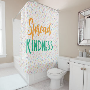 Spread Kindness Shower Curtain, Colorful Hearts Shower Curtain