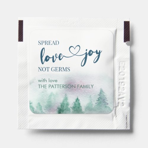 Spread Love and Joy Watercolor Winter Forest Hand Sanitizer Packet