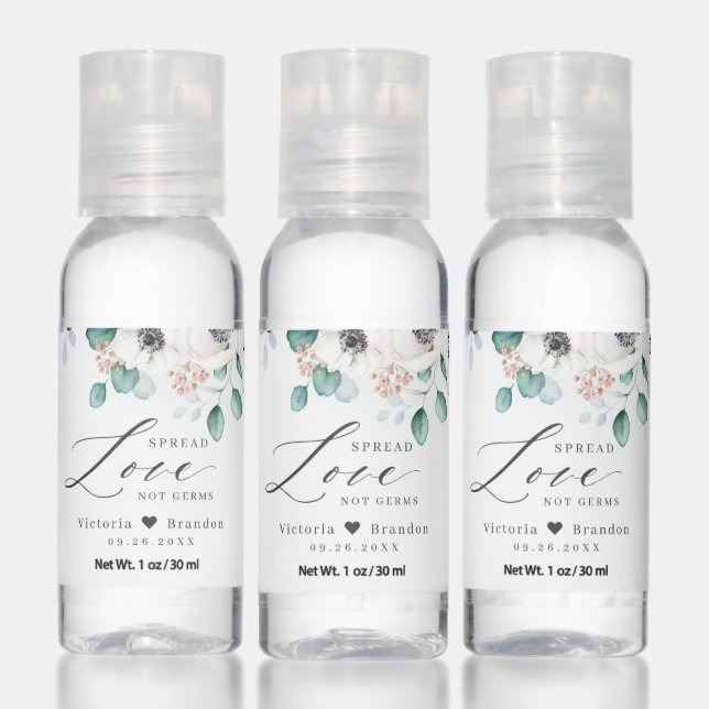 Spread Love anemone floral blush wedding favor Hand Sanitizer (Set)