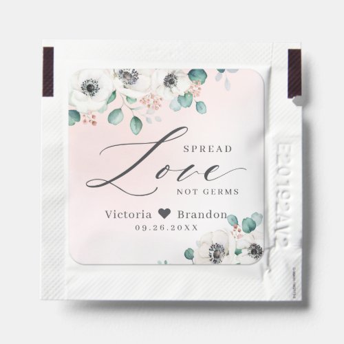 Spread Love anemone floral blush wedding favor  Hand Sanitizer Packet