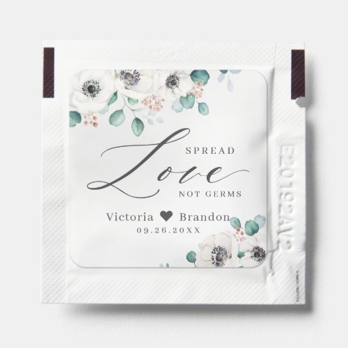 Spread Love anemone floral blush wedding favor Hand Sanitizer Packet