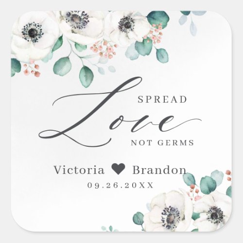 Spread Love anemone floral blush wedding favor Square Sticker