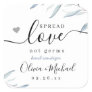 Spread Love Dusty Blue Greenery Wedding Favor Square Sticker