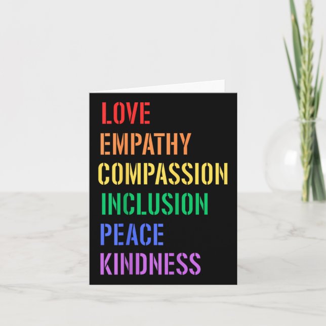 Spread Love Empathy Compion Peace Kindness Inclusi Card (Front)