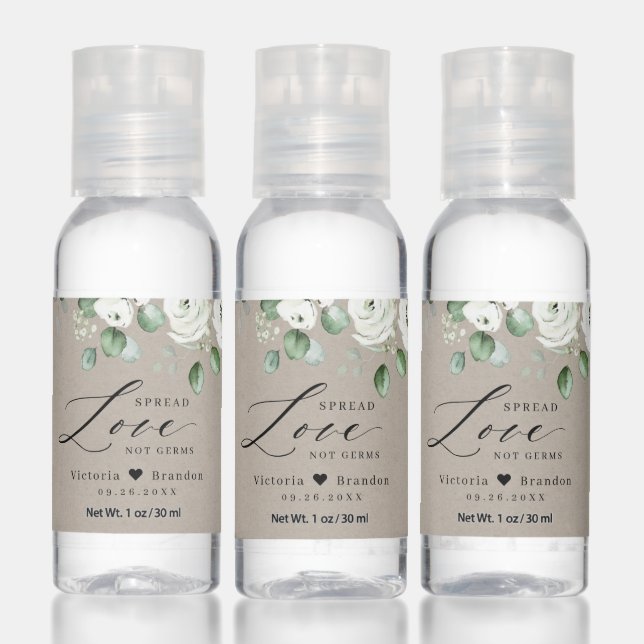 Spread Love floral dusty blue wedding favor Hand Sanitizer (Set)