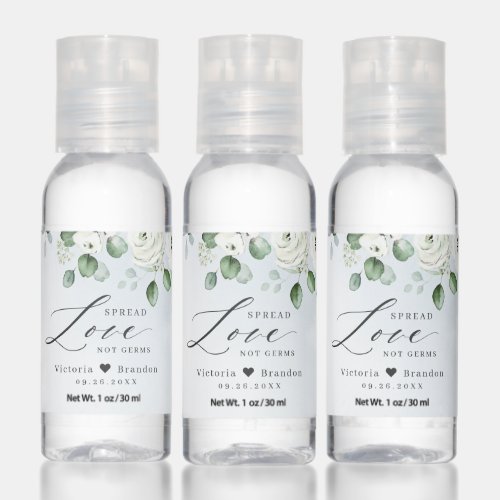 Spread Love floral dusty blue wedding favor Hand Sanitizer