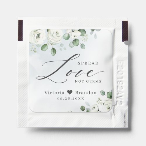 Spread Love floral dusty blue wedding favor Hand Sanitizer Packet