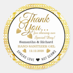 Spread Love Gold Aztec Tribal Pattern Thank you   Classic Round Sticker