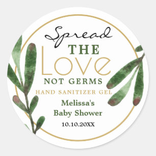 Spread Love Greenery Baby Shower Sanitizer Favor Classic Round Sticker