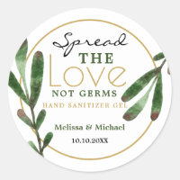 Spread Love Greenery Wedding Hand Sanitizer Favor Classic Round Sticker