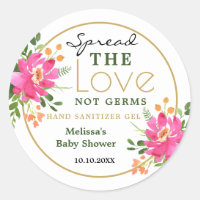 Spread Love Hand Sanitizer Baby Shower Favors Classic Round Sticker