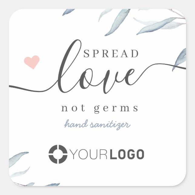 Spread Love Hand Sanitizer Blue Greenery logo Square Sticker (Front)