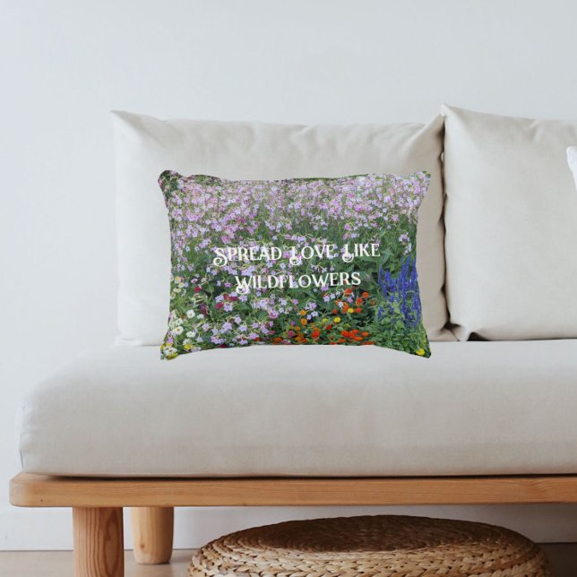 Spread Love Like Wildflowers Inspirational Floral Accent Pillow (In Situ)