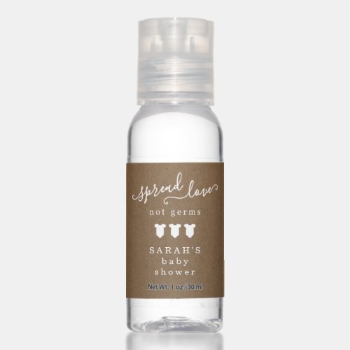 Spread Love Not Germ Baby Shower Favor Hand Sanitizer