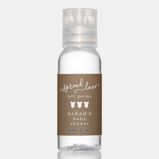 Spread Love Not Germ Baby Shower Favor Hand Sanitizer (Front)