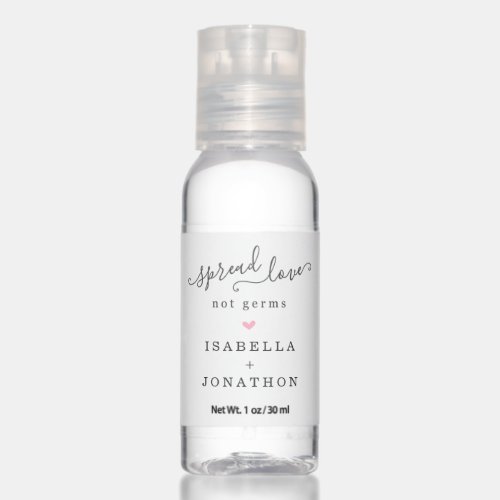 Spread Love Not Germ Hand Sanitizer Wedding Favor