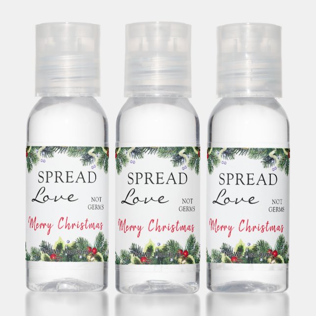 Spread Love Not Germ  Rustic Merry Christmas Hand Sanitizer (Set)