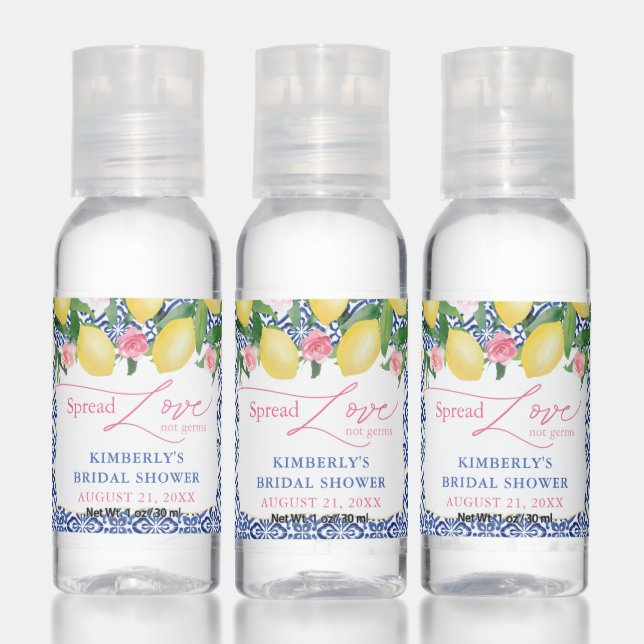 Spread Love Not Germs Amalfi Lemons Wedding Shower Hand Sanitizer (Set)