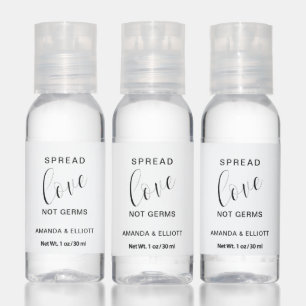 Spread Love Not Germs Black White Wedding Favor Hand Sanitizer