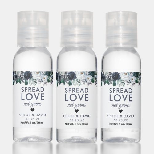 Spread Love Not Germs Blue Floral Hand Sanitizer