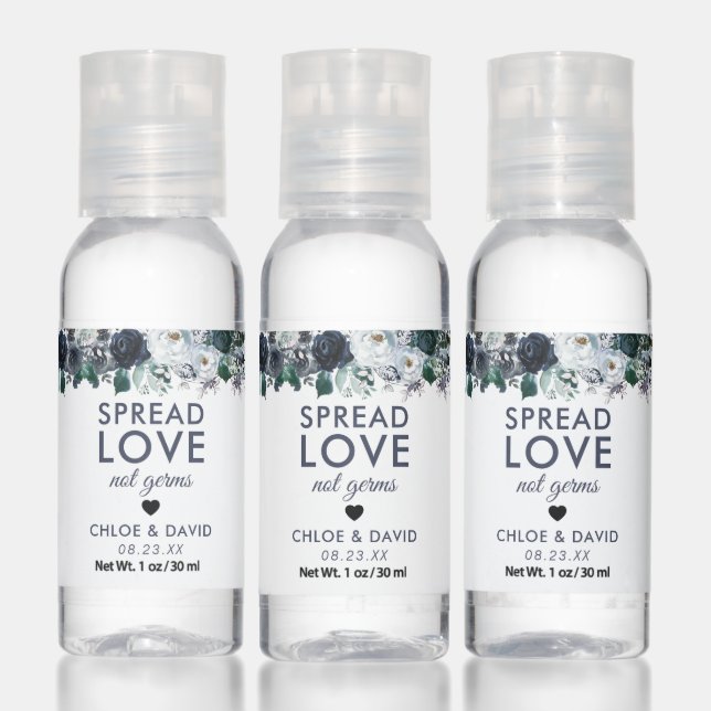 Spread Love Not Germs Blue Floral Hand Sanitizer (Set)