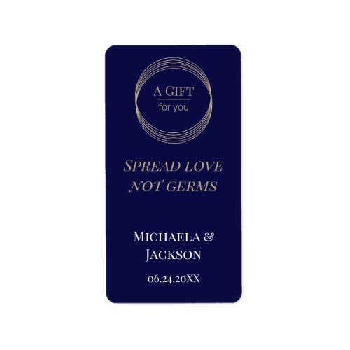  Spread Love Not Germs Blue Wedding Sanitizer   Label
