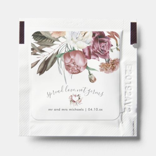 Spread Love not Germs Boho Floral Wedding Hand Sanitizer Packet