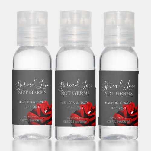 Spread Love Not Germs Burgundy Wedding Favors Hand Sanitizer