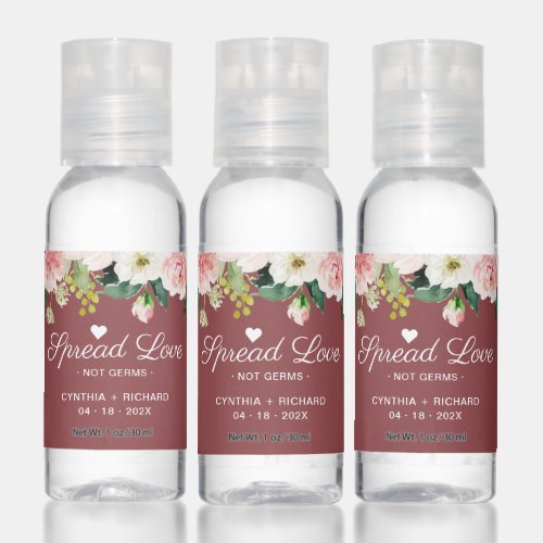 Spread Love Not Germs Cinnamon Rose Blush Floral Hand Sanitizer