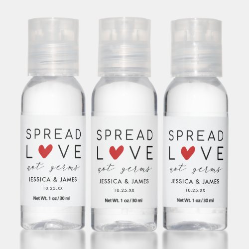 Spread Love Not Germs Covid Wedding Favors Hand Sanitizer