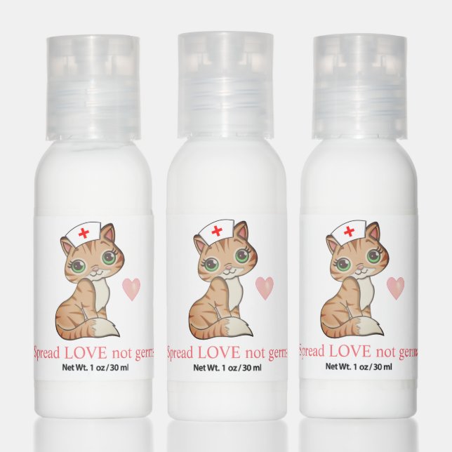 Spread love not germs & cute nurse kitty cat hand lotion (Set)