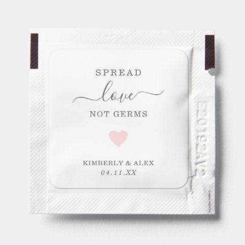 Spread Love Not Germs Cute Pink Heart Wedding Hand Sanitizer Packet