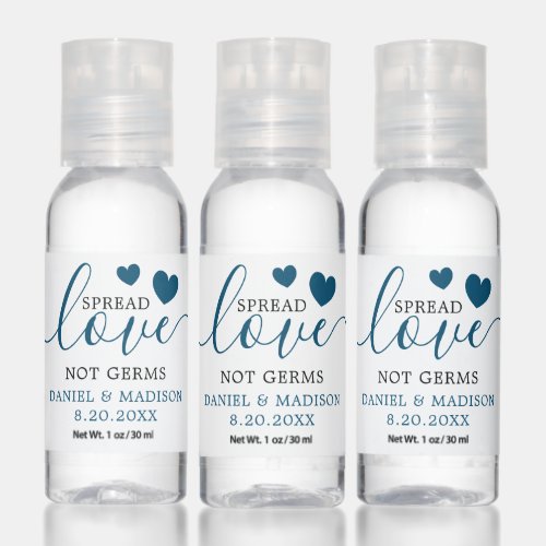 Spread Love Not Germs Cute Wedding Favor Hand Sanitizer