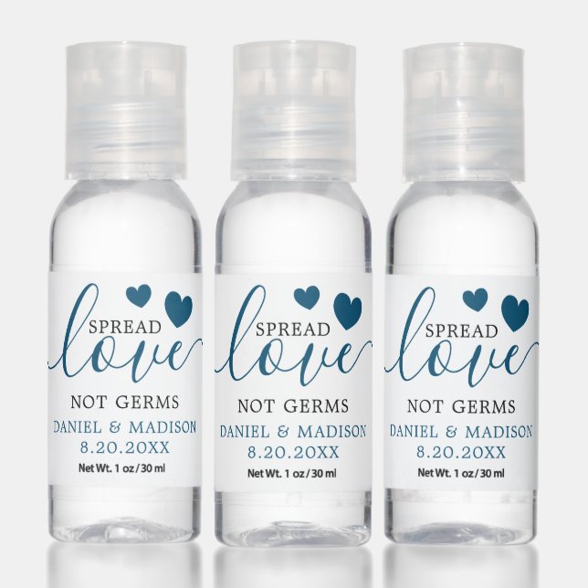 Spread Love Not Germs Cute Wedding Favor Hand Sanitizer (Set)