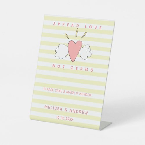 Spread Love not Germs _ Cute Winged Heart Pedestal Sign